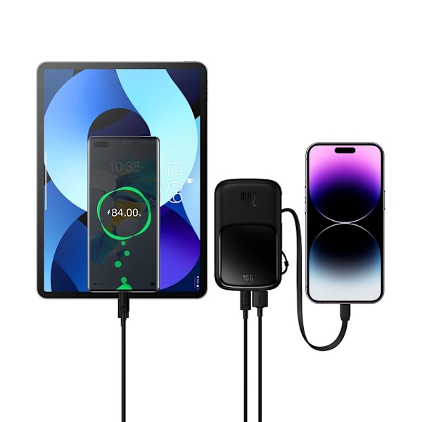 Powerbank 10000mAh 20W Baseus Qpow Pro Overseas Edition + USB C 3A-kabel - svart