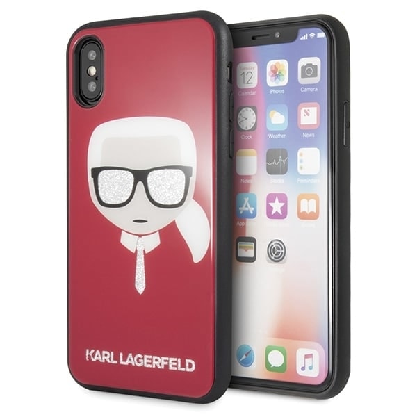 Karl Lagerfeld KLHCPXDLHRE iPhone X/Xs röd/röd Iconic Glitter Karl's Head