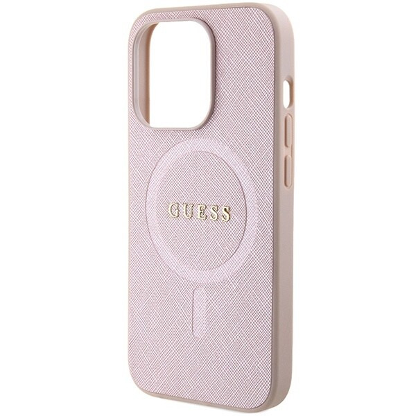 Guess Saffiano MagSafe deksel til iPhone 15 Pro - rosa
