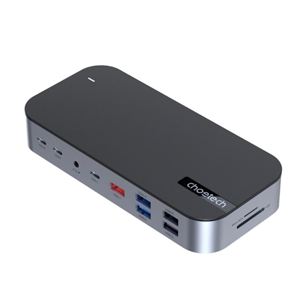 CHOETECH HUB USB-C - USB-C PD/USB-C/USB-A/HDMI /VGA/DP/SD/TF/RJ45/AUX GRÅ