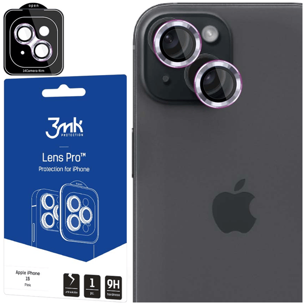 APPLE IPHONE 15 PLUS - 3MK LENS PROTECTION PRO PINK
