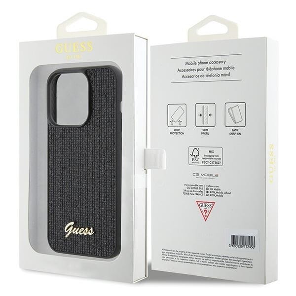 Guess Disco Metal Script-deksel til iPhone 15 Pro - svart
