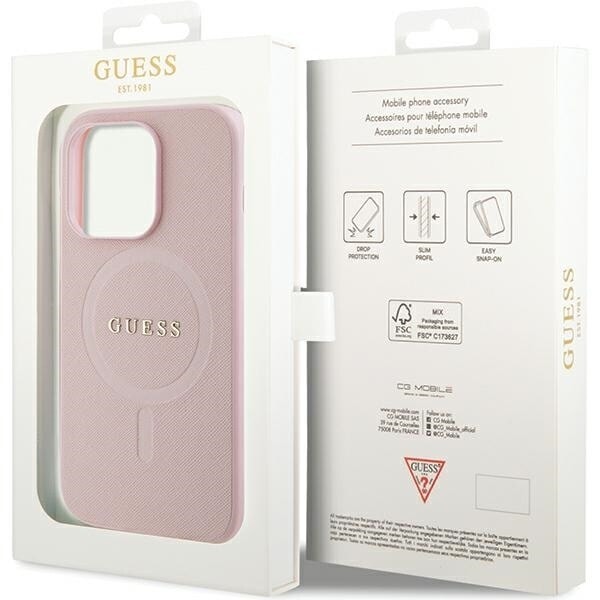 Guess GUHMP14XPSAHMCP-deksel til iPhone 14 Pro Max - rosa Saffiano MagSafe