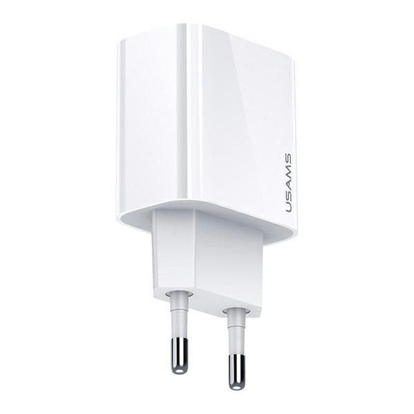 USAMS Lad. nätverk. 1xUSB-C T34 20W 5V-3A (endast huvud) PD3.0 Snabbladdning vit/vit CC118TC01 (US-CC118)