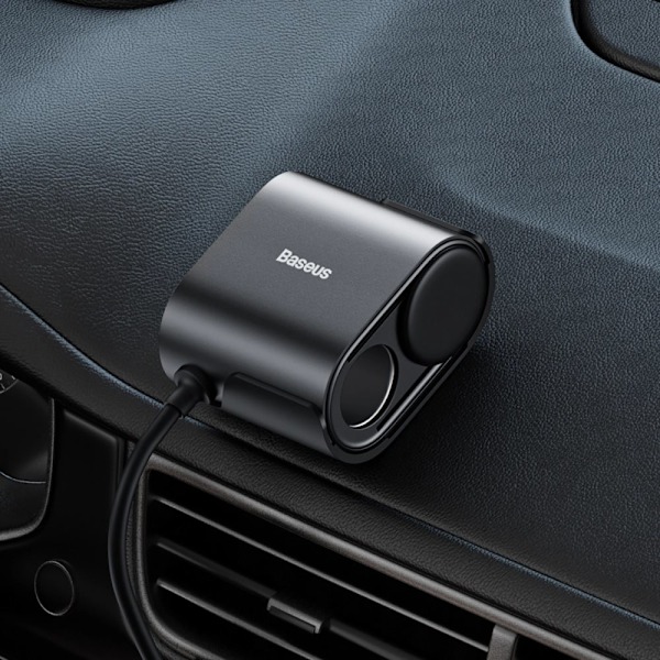 Baseus High Efficiency Pro 2x sigarettenneradapter USB-A USB-C med 30W lader - svart