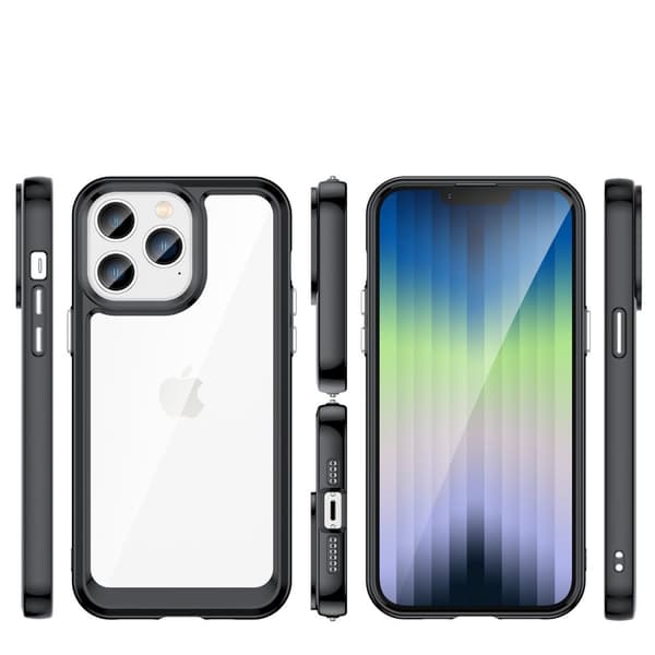 Outer Space Case iPhone 14 Pro hardt deksel med gelramme, svart