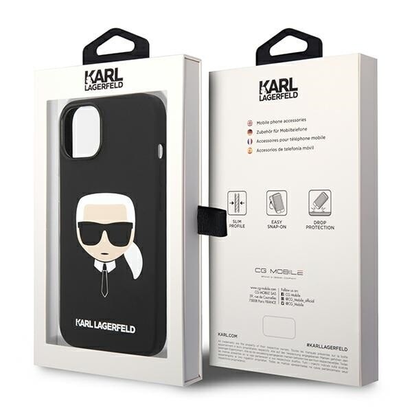 Karl Lagerfeld KLHMP14MSLKHBK iPhone 14 Plus 6.7 hardt deksel svart/svart Silikon Karl`s Head Magsafe