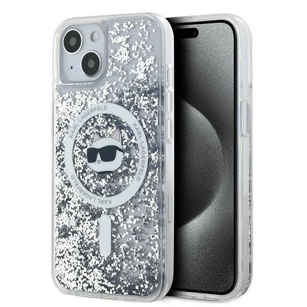 Karl Lagerfeld Liquid Glitter Choupette Head MagSafe-deksel til iPhone 15/14/13 - Gjennomsiktig