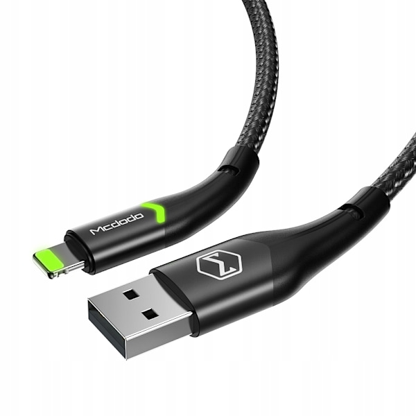 MCDODO USB LIGHTNING SNABBLADDNINGSKABEL 36W FÖR IPHONE 13 14 1M LED SVART