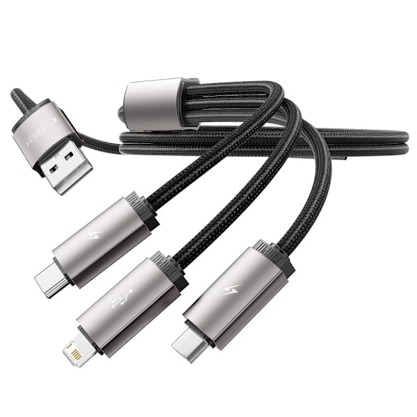 TECH-PROTECT ULTRABOOST 3IN1 LIGHTNING & TYPE-C & MICRO-USB-KABEL 3.5A 100cm GRÅ