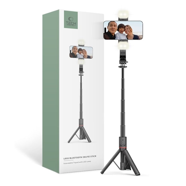TECH-PROTECT L05S BLUETOOTH SELFIE STICK STATIV OG LED LYS SORT