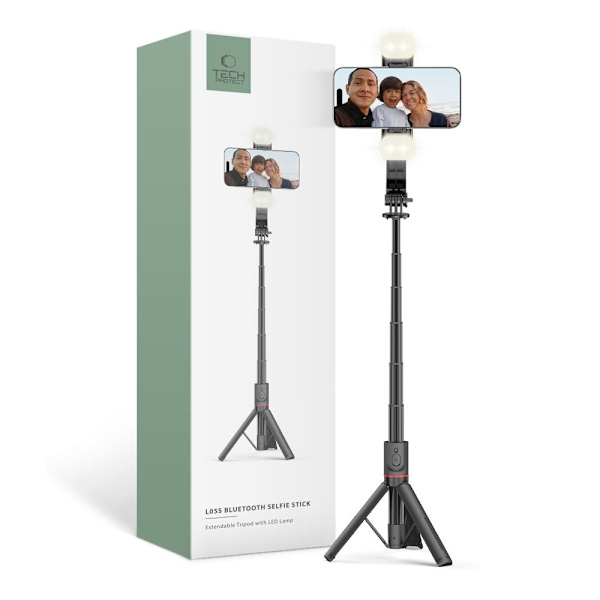 TECH-PROTECT L05S BLUETOOTH SELFIE STICK TRIPOD & LED LYS SORT