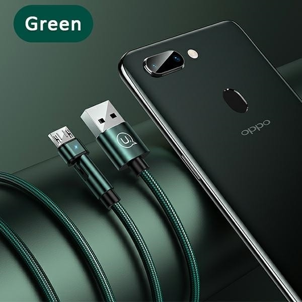 USAMS U60 2A svängbar flätad kabel microUSB grön/grön 1m SJ478USB02 (US-SJ478)