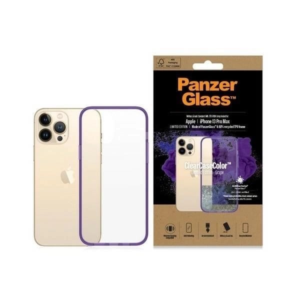 PANZERGLASS CLEARCASE ANTIBAKTERIEL MILITARY GRADE CERTIFICERET ETUI TIL IPHONE 13 PRO MAX - GENNEMSIGTIG LILLA