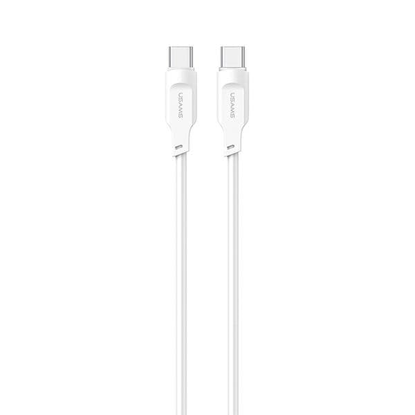 USAMS USB-C till USB-C-kabel 100W 1,2 m portskärm Snabbladdning Lithe-serien vit/vit SJ567USB02 (US-SJ567)