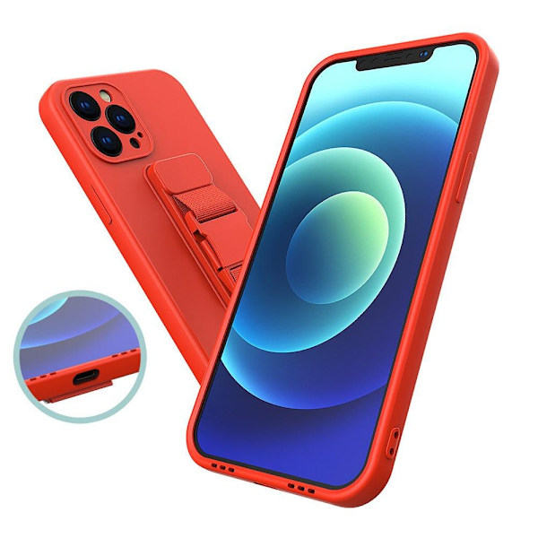 Tau-etui gel-etui med lenyard-kjede håndveske lanyard Xiaomi Redmi Note 9 Pro / Redmi Note 9S rød