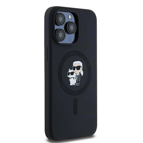 Karl Lagerfeld Silikon Karl&Choupette Ring MagSafe beskyttelsesdeksel til iPhone 15 Pro Max - svart