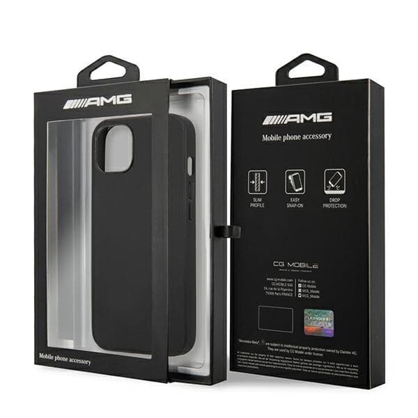 AMG LÆDER HOT STAMPED ETUI TIL IPHONE 14 PLUS - SORT