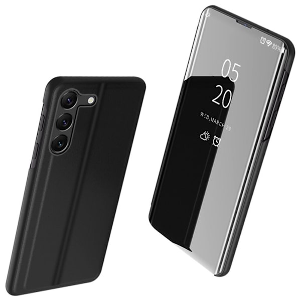 CLEAR VIEW CASE COVER TIL SAMSUNG GALAXY S23 COVER MED KLAP, SORT