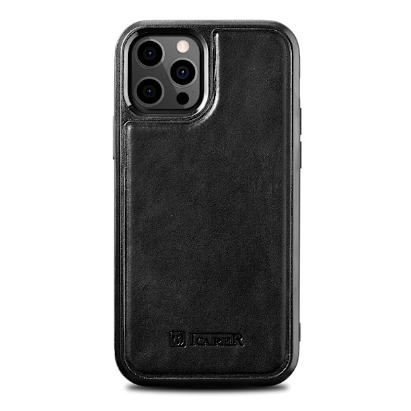 ICARER CASE CASE LÆDERCOVER TIL IPHONE 12 PRO MAX SORT