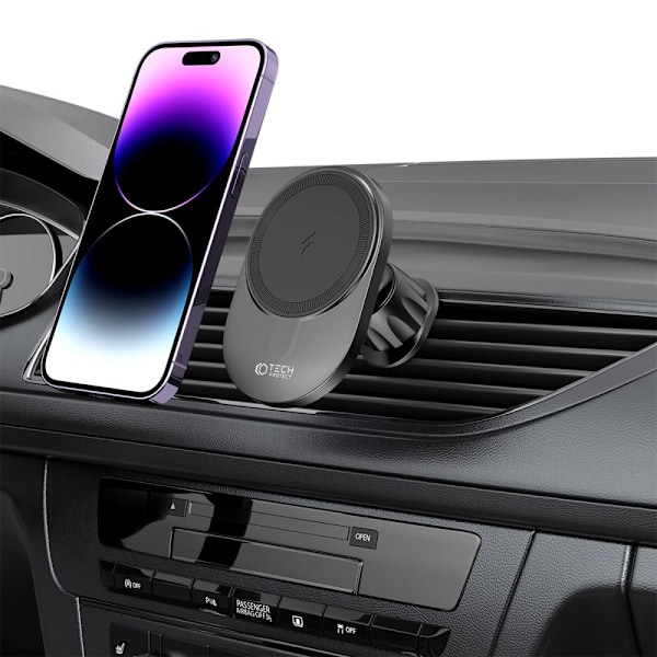 TECH-PROTECT MM15W-V1 MAGNETISK MAGSAFE Dashboard & VENT BILMONTERING TRÅDLØS LADER 15W SORT