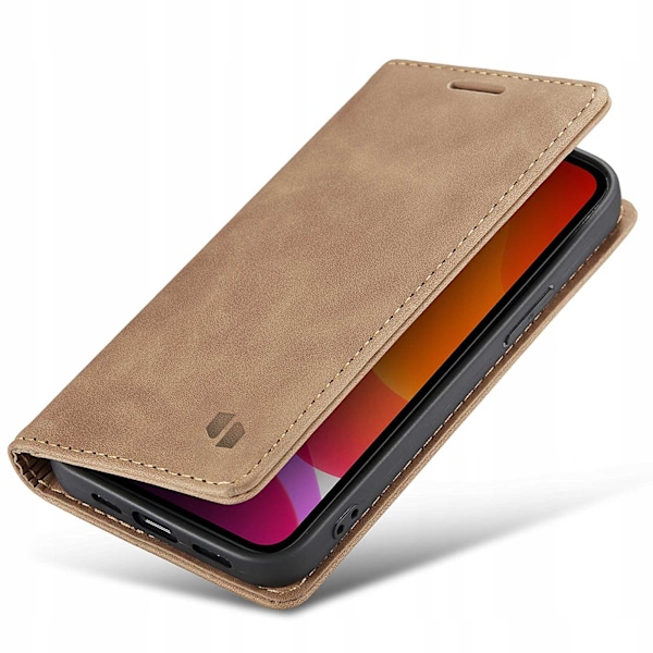 Spacecase Plånbok Till Iphone 12 Mini Case Ljusbrun Läderskydd