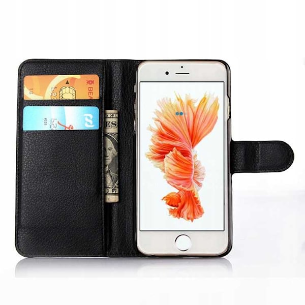 Litchi Case Cover För Iphone 6 6S Plus Svart Skydd