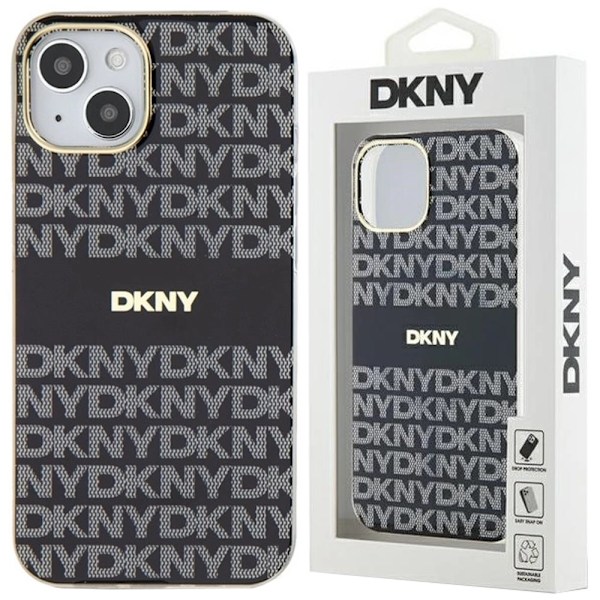 DKNY IML Mono & Stripe MagSafe-deksel til iPhone 15 Plus / 14 Plus - Svart