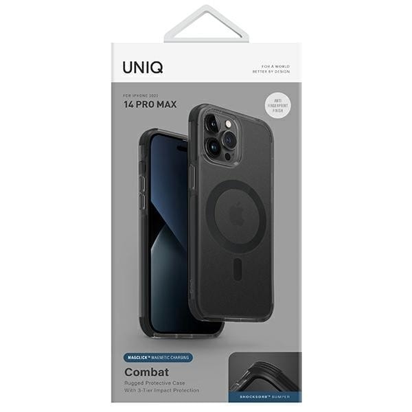 UNIQ Combat iPhone 14 Pro Max 6,7" skal Magclick Laddning svart/betong kol