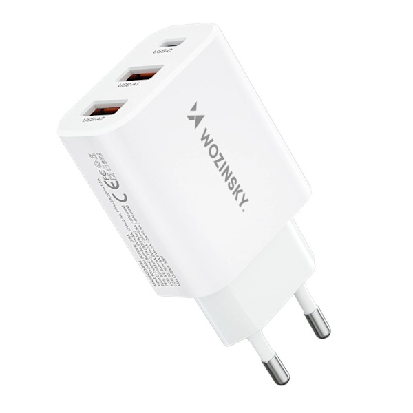 Wozinsky CWCUCW 30W USB-C / 2 x USB-A vegglader - hvit