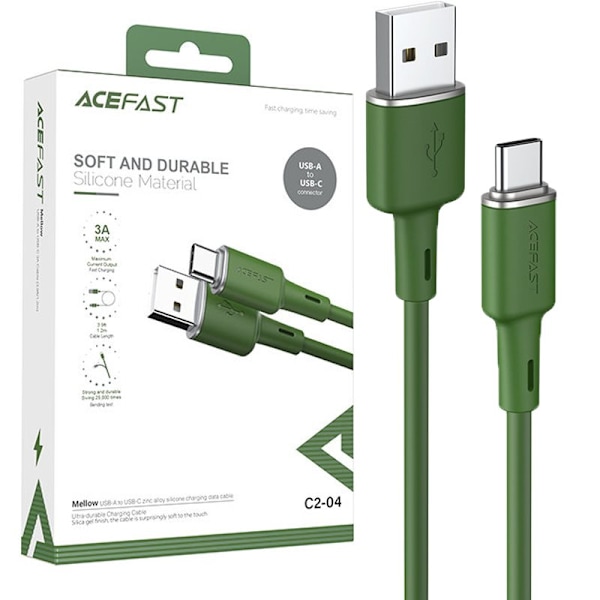 ACEFAST KABEL LANG STÆRK USB C - USB C 1,2M 60W (20V/3A) GRØN