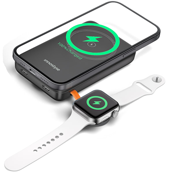 INNOSTYLE POWERDUO 2IN1 SNABB INDUKTION POWERBANK FÖR MAGSAFE KLOCKA 10000MAH SVART
