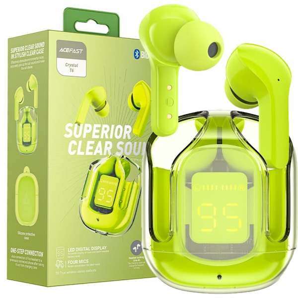 Acefast in-ear TWS trådløse Bluetooth-hodetelefoner grønne (T6 ungdomsgrønne)