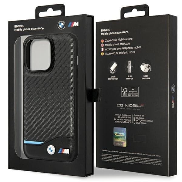BMW Leather Carbon Case for iPhone 13 Pro Max - Svart