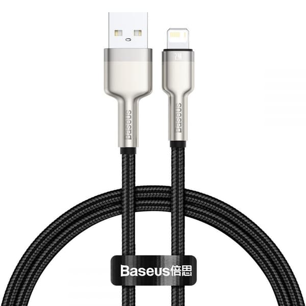 BASEUS CAFULE METALL LYNKABEL 2.4A 25CM SORT Svart