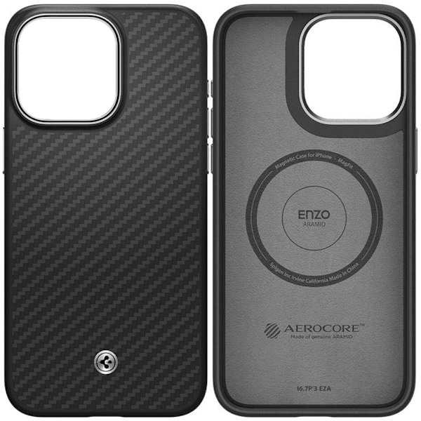 SPIGEN ENZO ARAMID MAG CASE MED MAGSAFE TIL IPHONE 15 PRO - MAT SORT