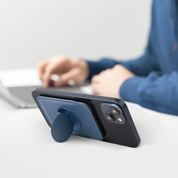 UNIQ Flixa magnetkortplånbok med stöd grå/flintgrå MagSafe