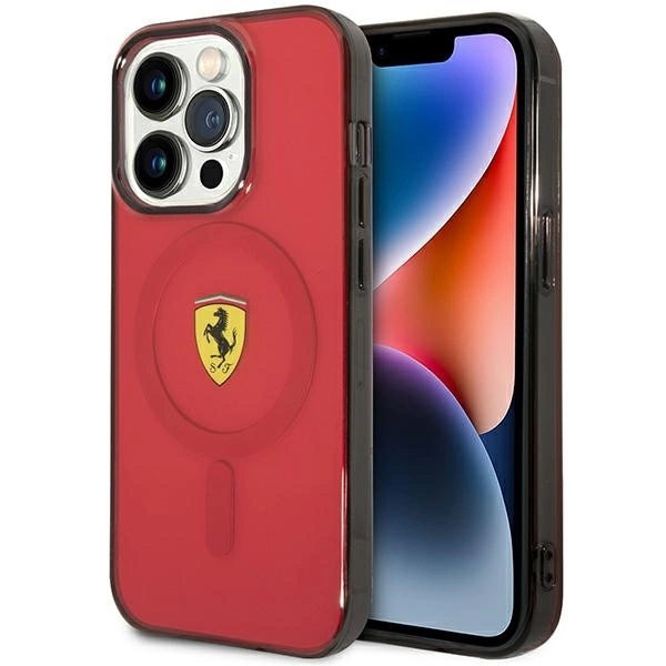 FERRARI TRANSLUCENT MAGSAFE ETUI TIL IPHONE 14 PRO - RØD