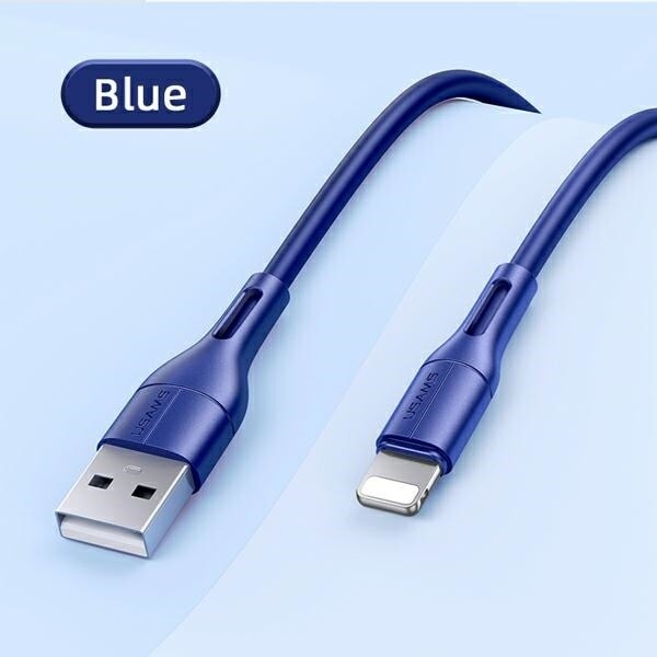 USAMS-kabel U68 lightning 2A snabbladdning 1m blå/blå SJ500USB03 (US-SJ500)