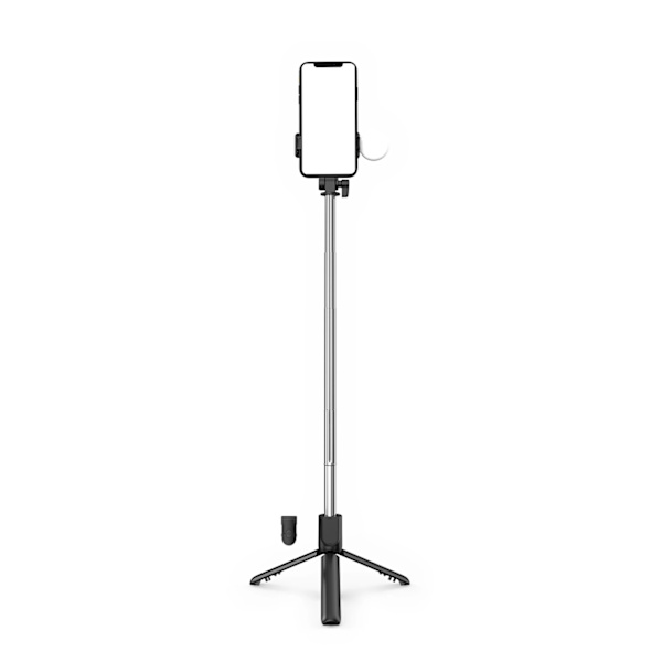 SELFIE STICK WR1YXS TELESKOPSTATIV 0,71M MED RUND LAMPE - SORT