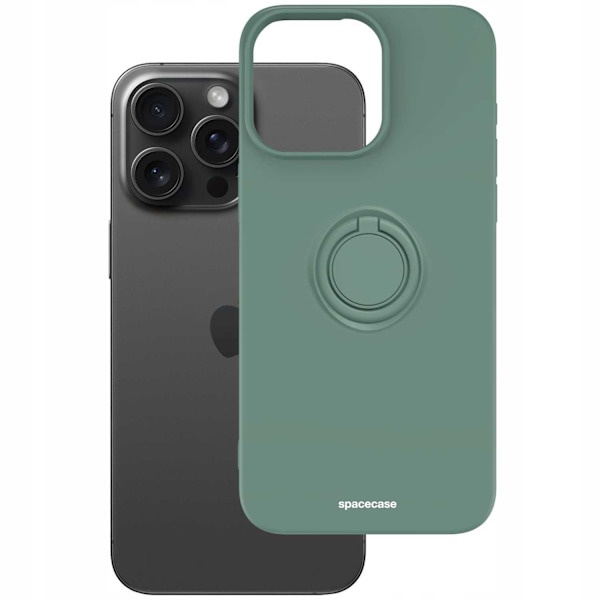 Spacecase Silikonfodral För Iphone 15 Pro Max Ring Mörkgrön