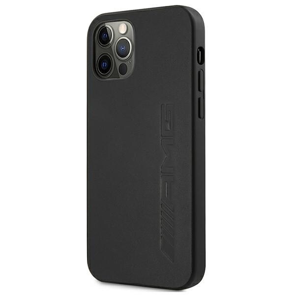 AMG AMHCP12LDOLBK iPhone 12 Pro Max 6,7" svart/svart hårdfodral Läder Hot Stamped