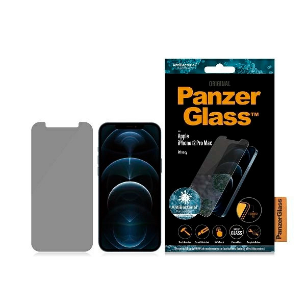 PANZERGLASS STANDARD SUPER+ ANTIBAKTERIELT PRIVAT HÆRDET GLAS TIL IPHONE 12 PRO MAX