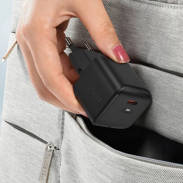 Acefast A77 Mini PD 30W GaN USB-C vegglader - svart