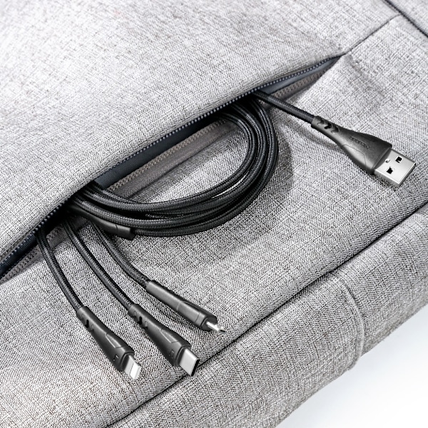 MCDODO 3IN1 USB-KABEL SNABBLADDNING USB-C LIGHTNING MICRO USB QC 3.0 1M