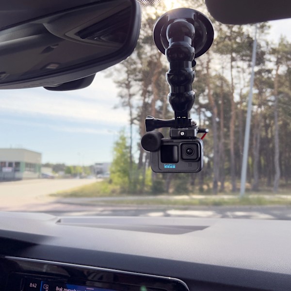 GOPRO MONTERING MED SUGEKOP TIL GOPRO, DJI, INSTA360, SJCAM, EKEN SPORTSKAMERAER + SMARTPHONE ADAPTER (GOPRO BIL SUGEKOP)