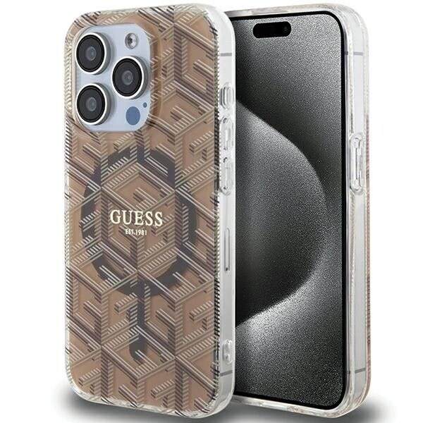 Guess IML GCube MagSafe-deksel til iPhone 15 Pro Max - brun