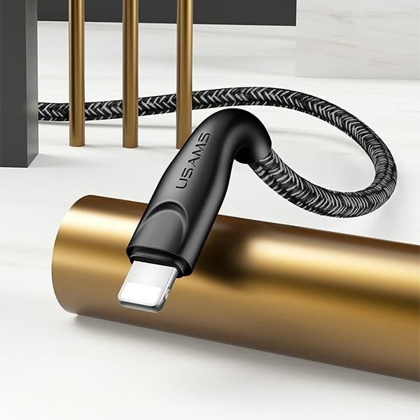 USAMS Flätad kabel U41 lightning 3m 2A röd/röd SJ397USB02 (US-SJ397) Snabbladdning