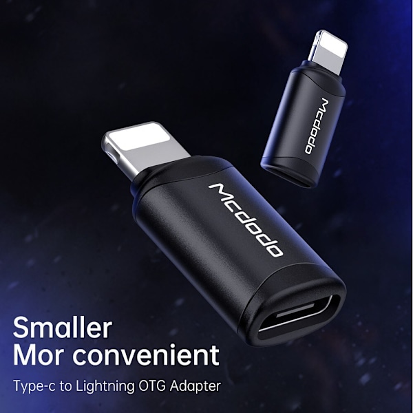 Mcdodo telefonadapter, USB-C adapter för iPhone, svart