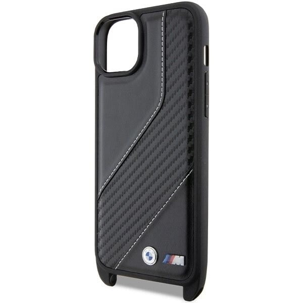 BMW M Edition Carbon Stripe & Strap-deksel til iPhone 15 Plus / 14 Plus - Svart